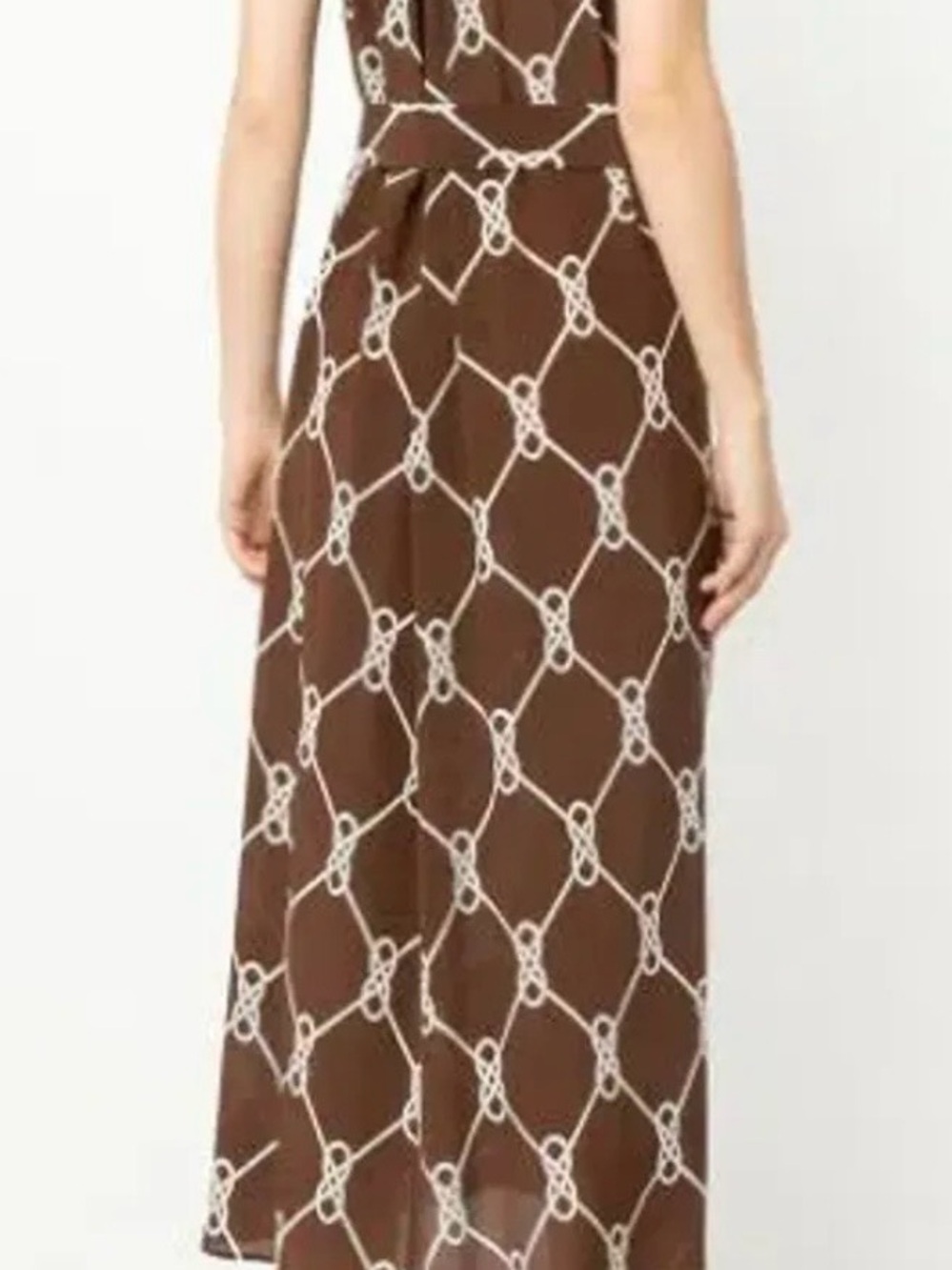 Brown Chain-Print Maxi Dress